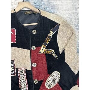 Vintage 80s Patchwork Grandma Core Jacket Cardigan Boho Art Wear Oversized